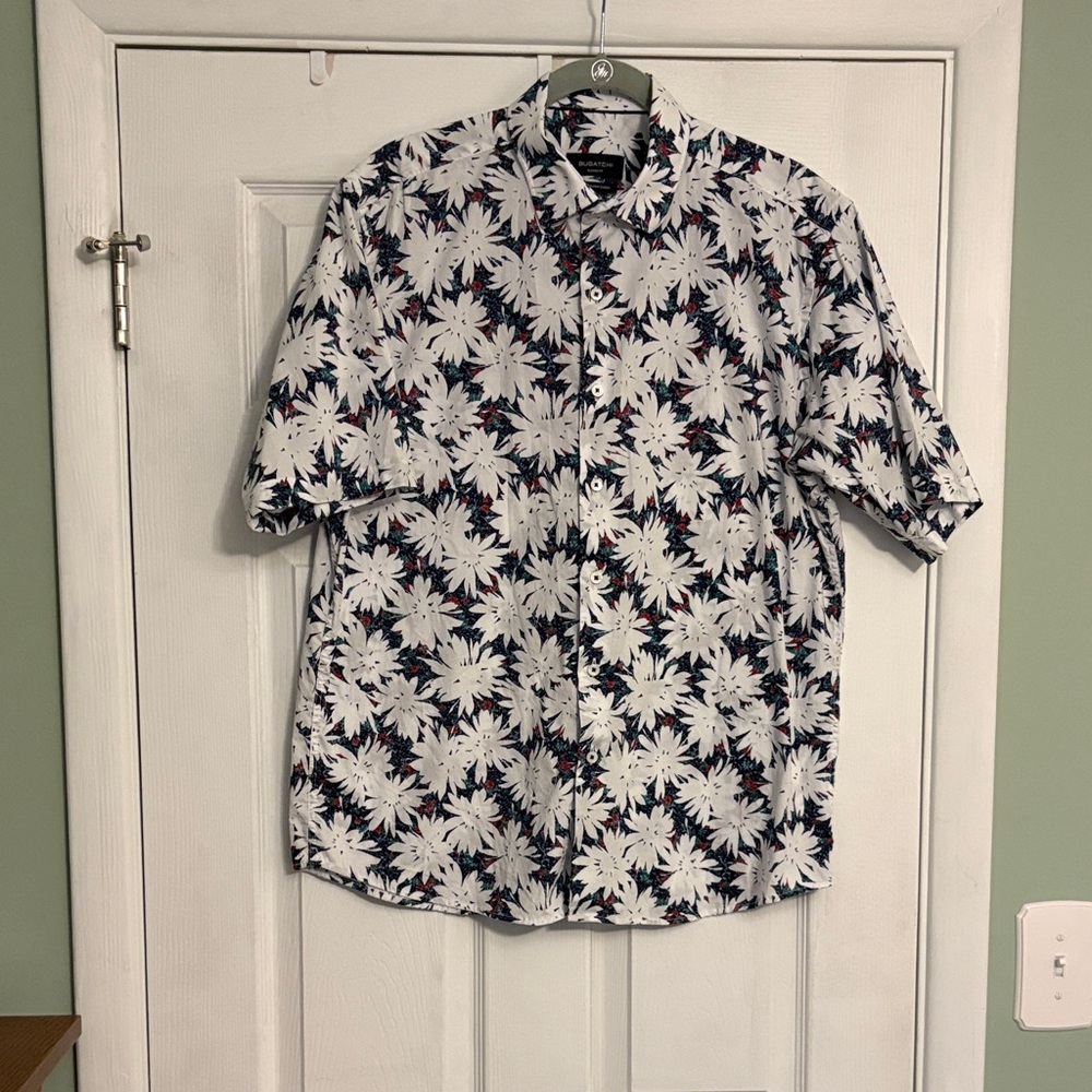 Bugatchi White and Navy Floral Men's Shirt